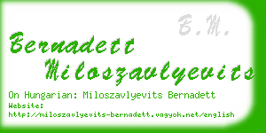 bernadett miloszavlyevits business card